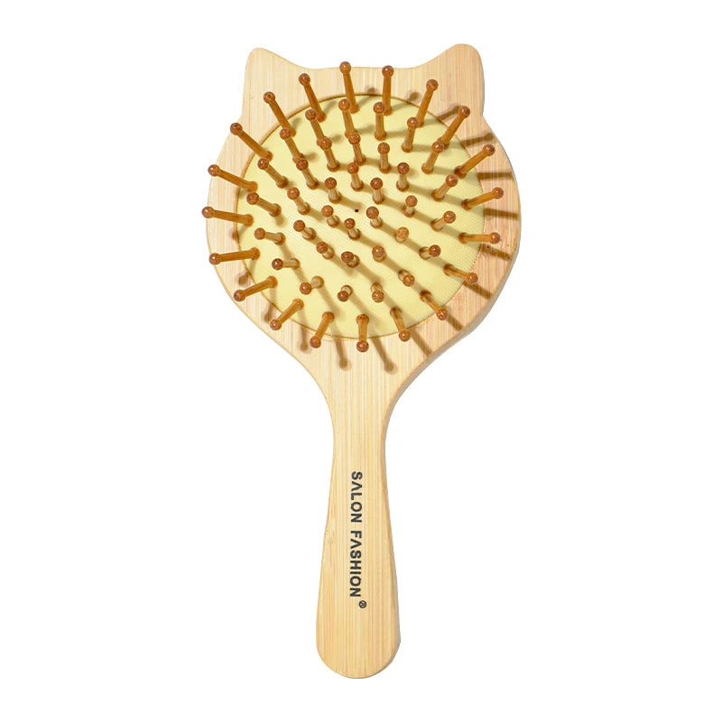 Natural Bamboo Hair Brush Air Cushion Detangling Comb
