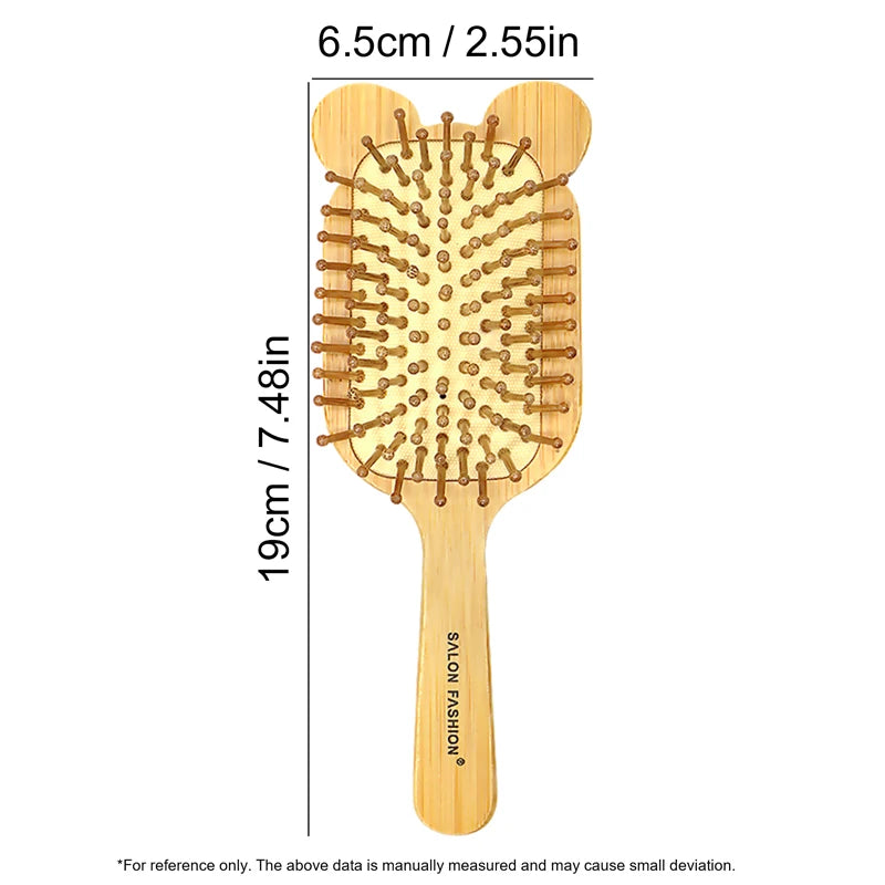 Natural Bamboo Hair Brush Air Cushion Detangling Comb