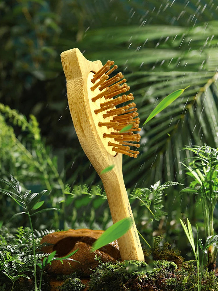 Natural Bamboo Hair Brush Air Cushion Detangling Comb