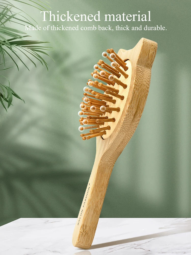 Natural Bamboo Hair Brush Air Cushion Detangling Comb