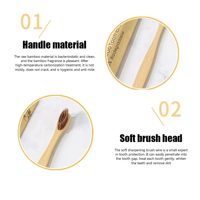 Eco-Friendly Reusable Bamboo Toothbrush for Adults