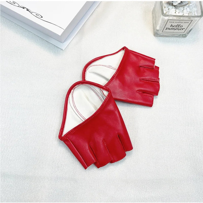 Stylish Fingerless Faux Leather Gloves for Women