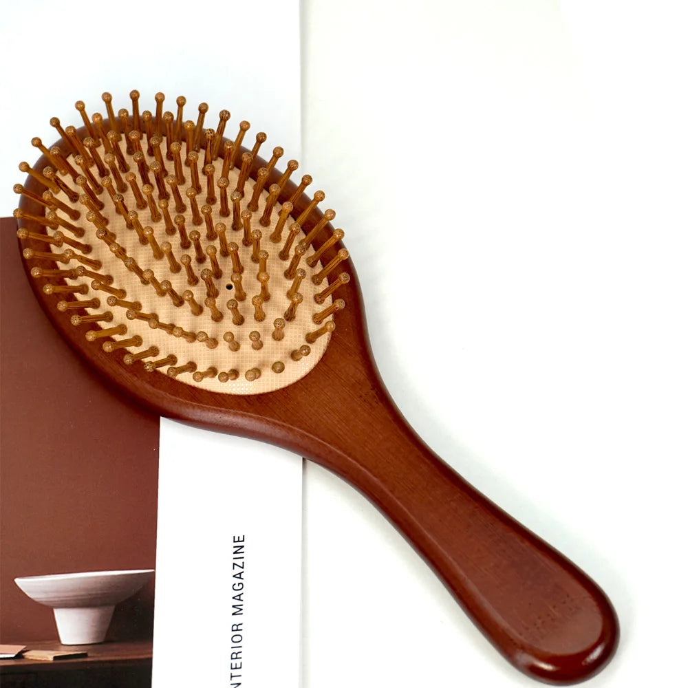 Natural Bamboo Hair Brush Air Cushion Detangling Comb