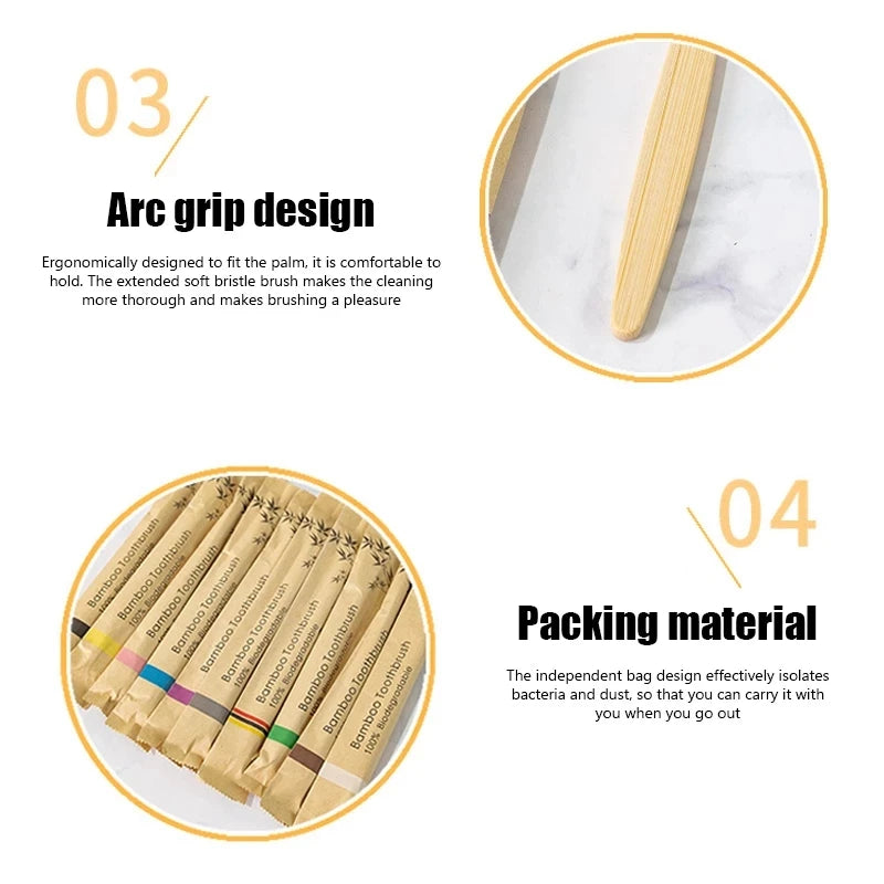 Eco-Friendly Reusable Bamboo Toothbrush Set for Oral Care
