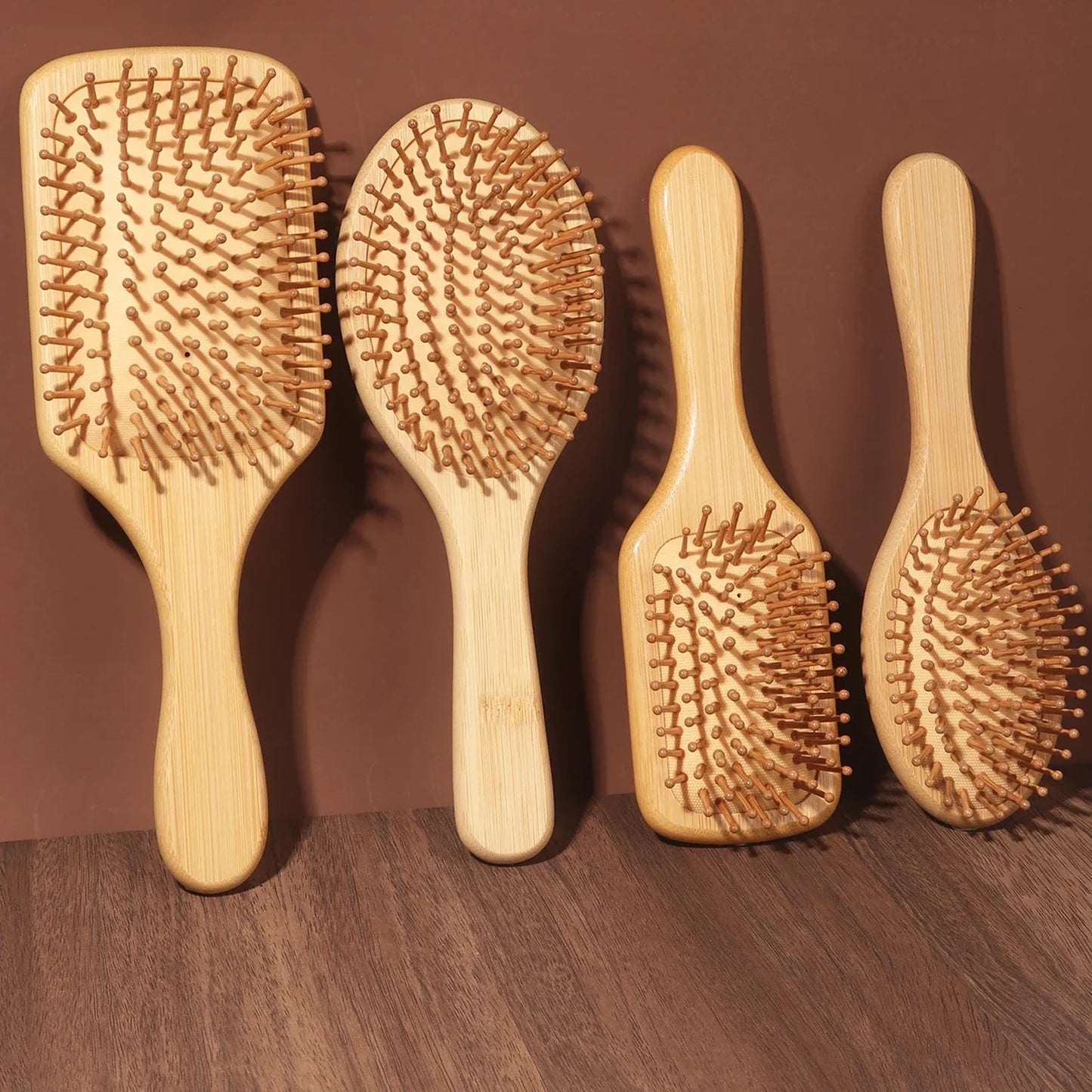 Natural Bamboo Anti-Static Hair Brush for Wig & Real Hair