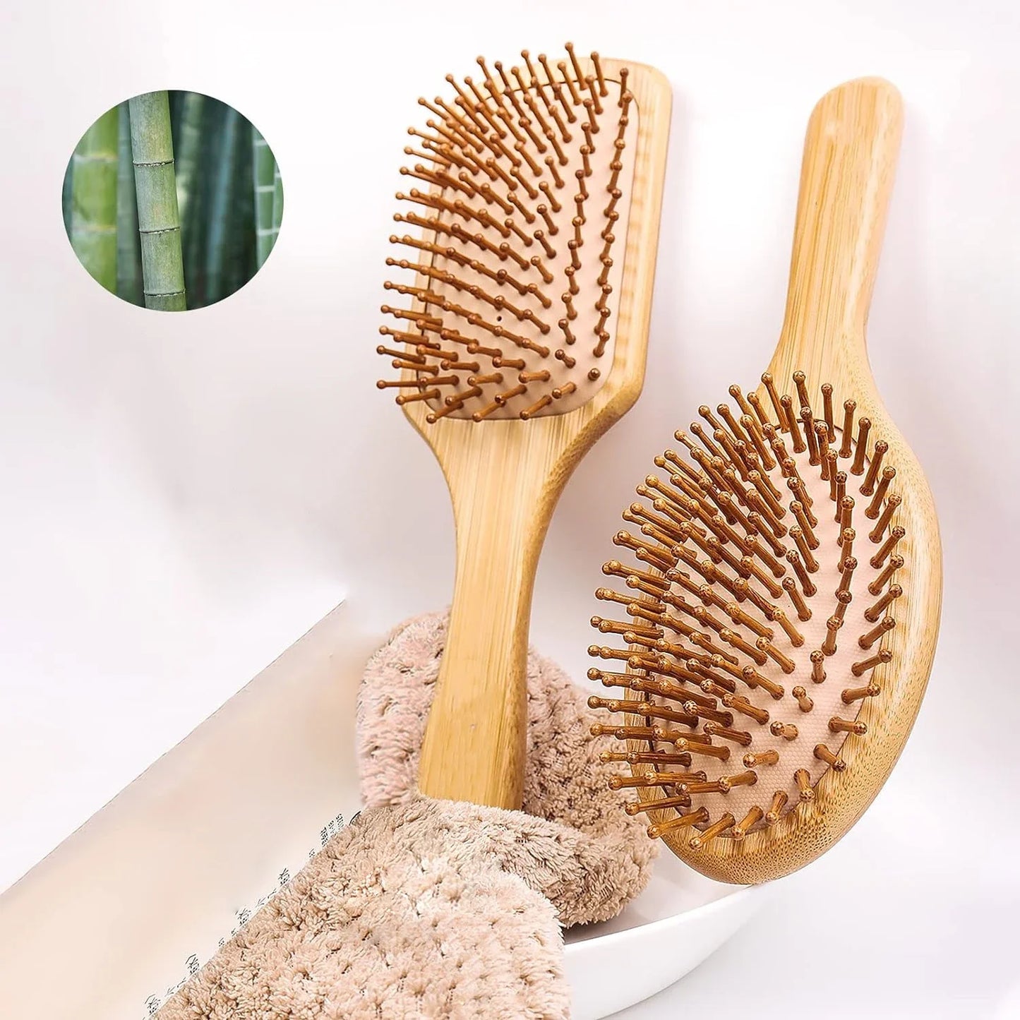 Natural Bamboo Anti-Static Hair Brush for Wig & Real Hair