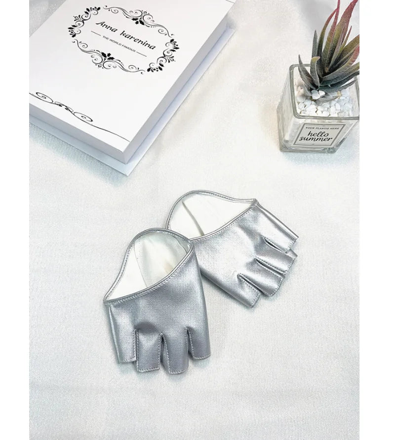 Stylish Fingerless Faux Leather Gloves for Women