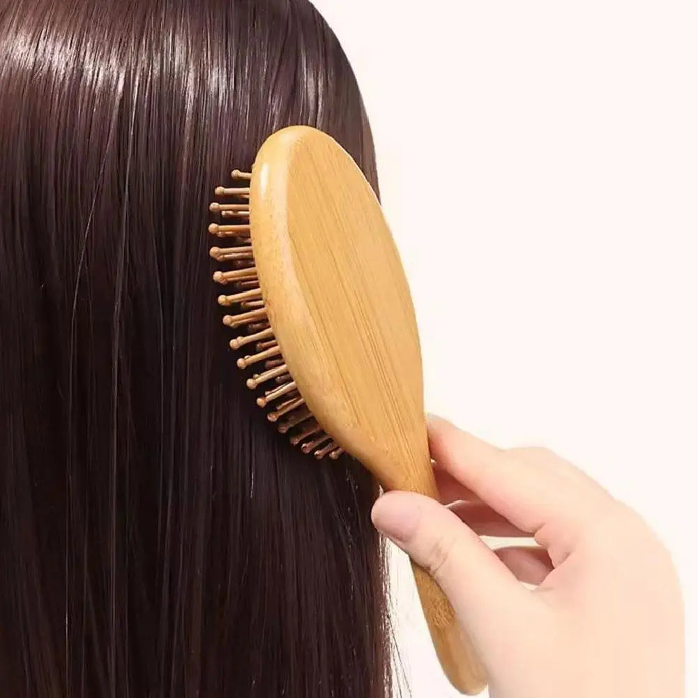 Bamboo Wooden Hair Brush Paddle Detangling Comb Set