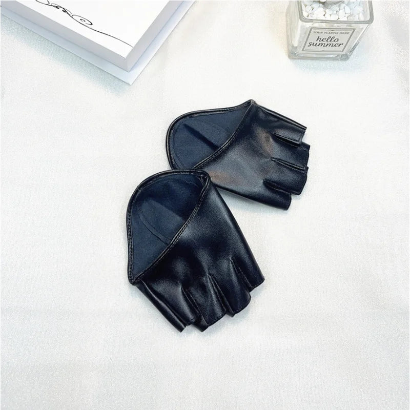Stylish Fingerless Faux Leather Gloves for Women