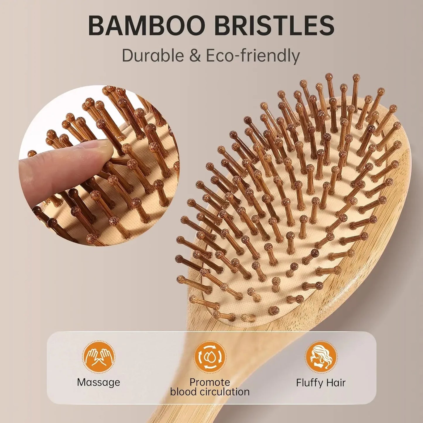 Natural Bamboo Anti-Static Hair Brush for Wig & Real Hair