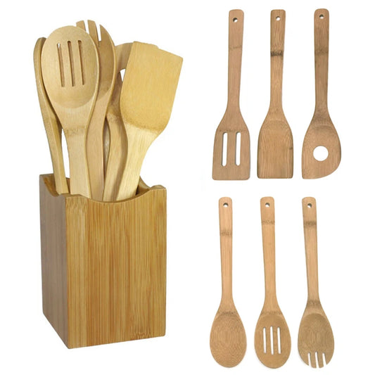 Eco-Friendly Wooden Bamboo Kitchen Utensils Mixing Set