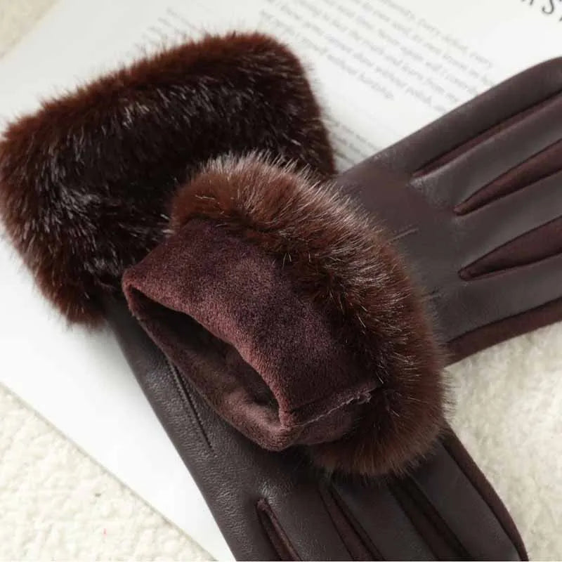 Luxury Faux Fur Winter Gloves for Women Outdoor Use