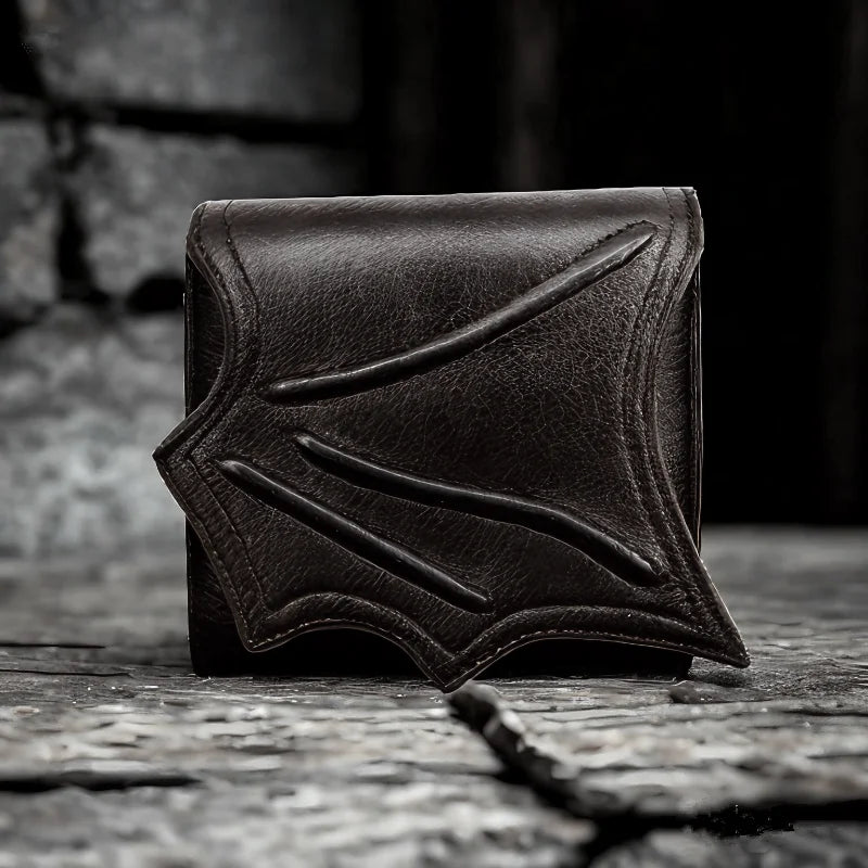 Vegan Leather Gothic Bat Wing Handbag Wallet with Card Slots