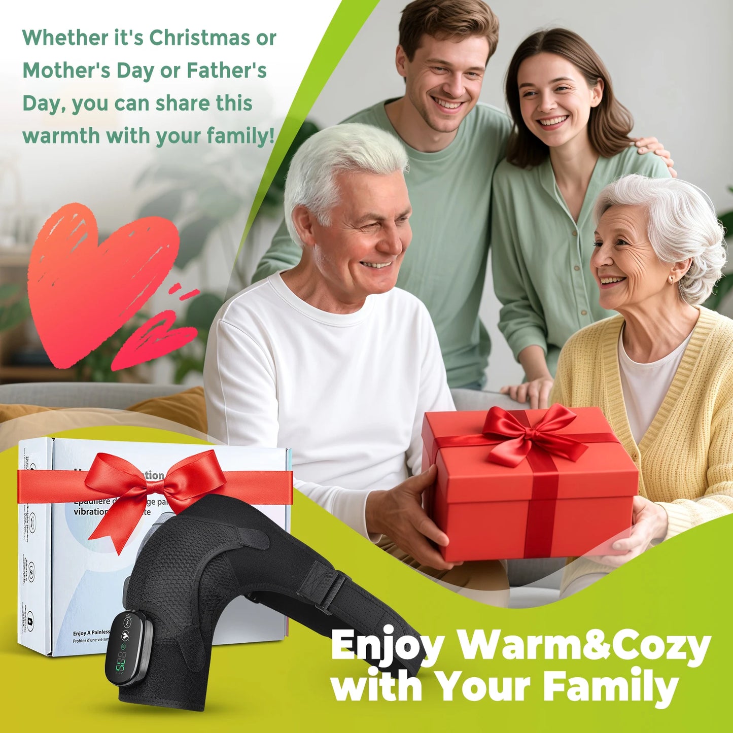 Electric Heating Shoulder & Knee Brace with Vibration & LED Display