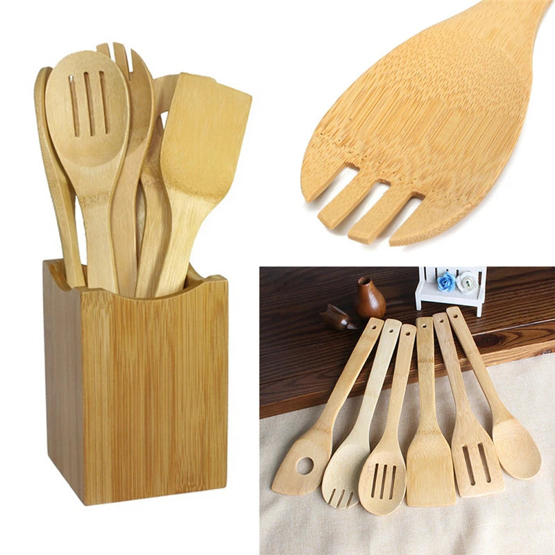 Eco-Friendly Wooden Bamboo Kitchen Utensils Mixing Set