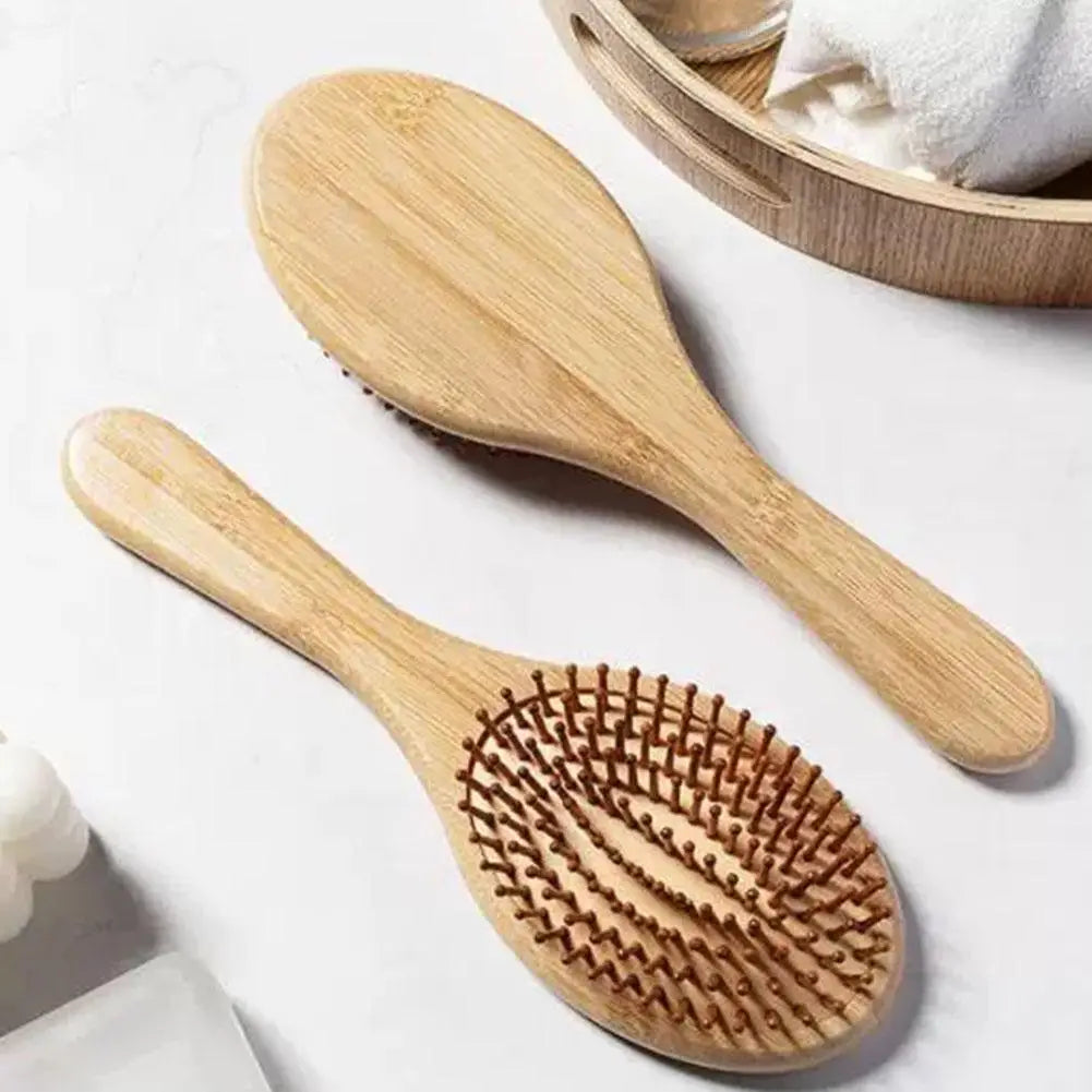 Bamboo Wooden Hair Brush Paddle Detangling Comb Set