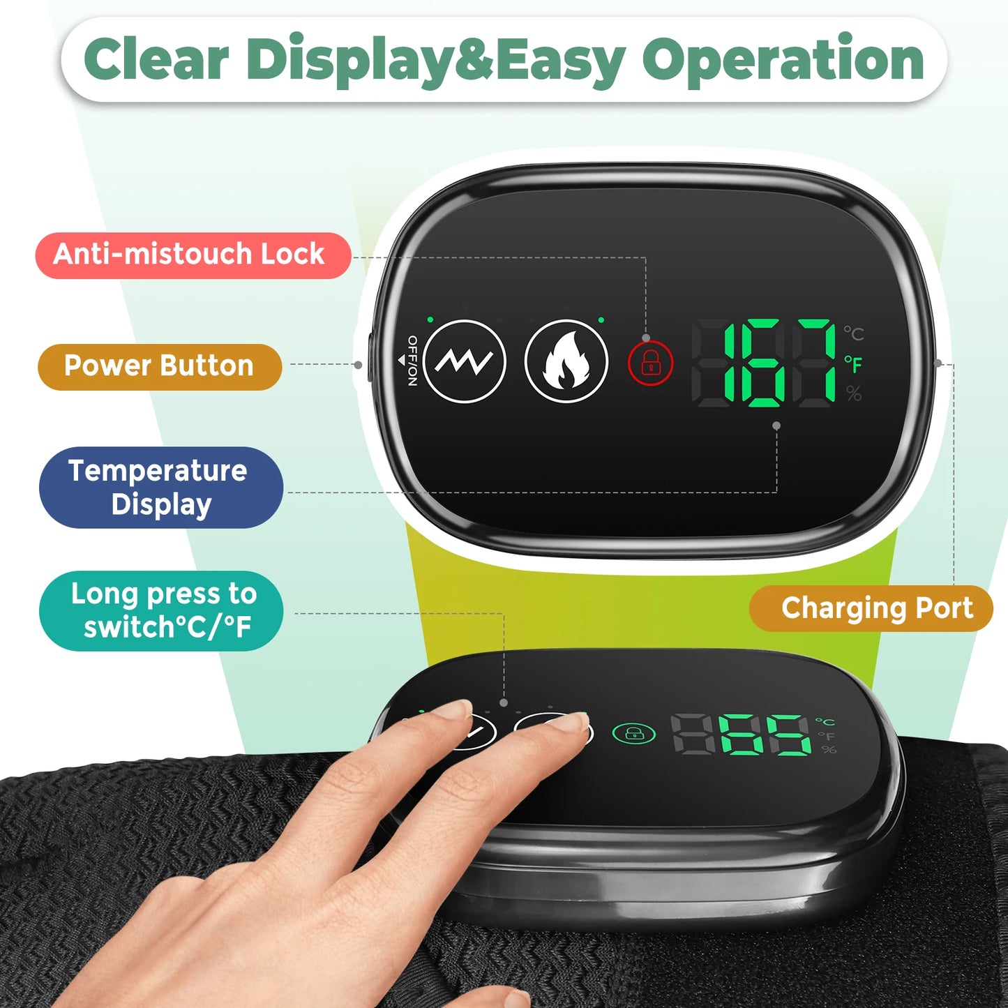 Electric Heating Shoulder & Knee Brace with Vibration & LED Display