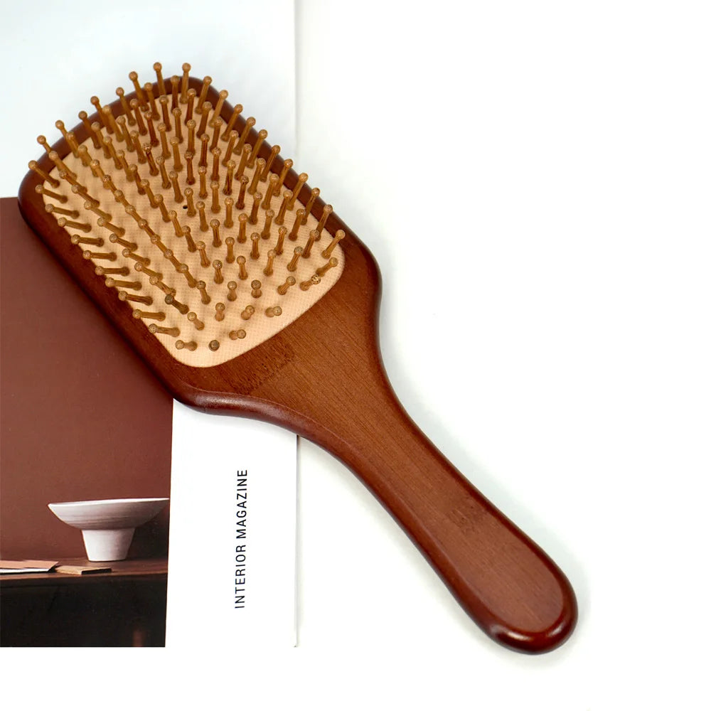 Natural Bamboo Hair Brush Air Cushion Detangling Comb