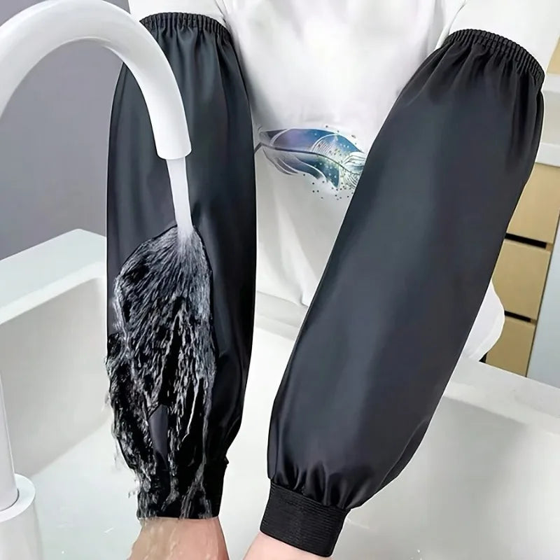 Heavy-Duty Black Faux Leather Arm Sleeves Waterproof Oil Resistant
