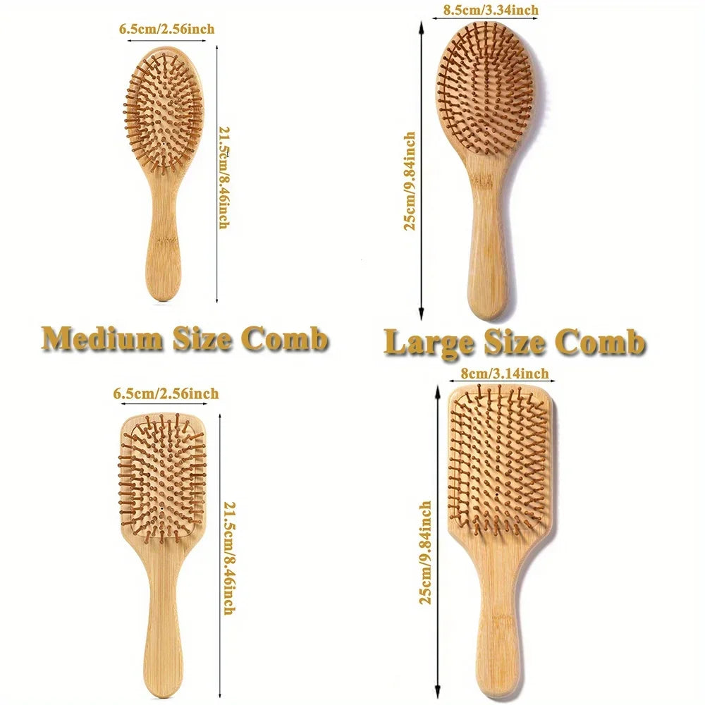 Natural Bamboo Anti-Static Hair Brush for Wig & Real Hair