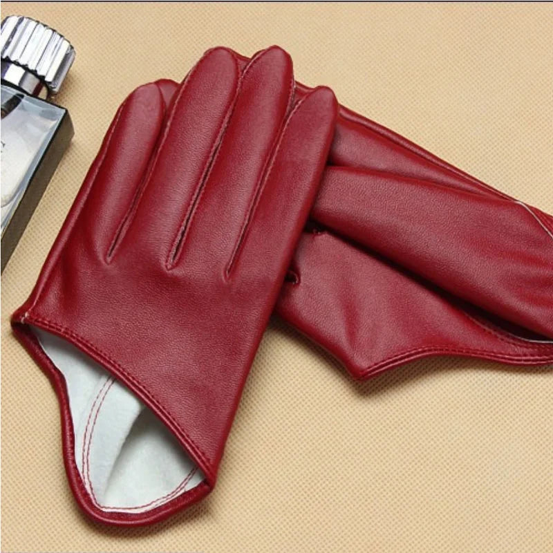 Stylish Fingerless Faux Leather Gloves for Women