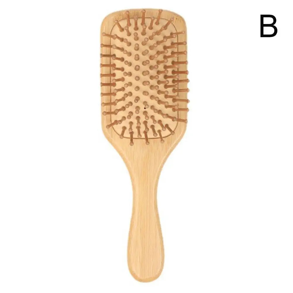 Bamboo Wooden Hair Brush Paddle Detangling Comb Set
