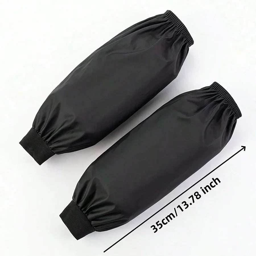 Heavy-Duty Black Faux Leather Arm Sleeves Waterproof Oil Resistant