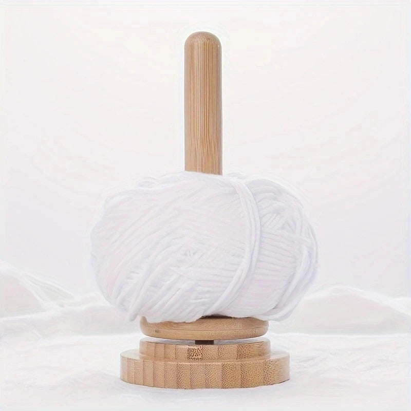 Bamboo Yarn Spool Stand with Wooden Winder
