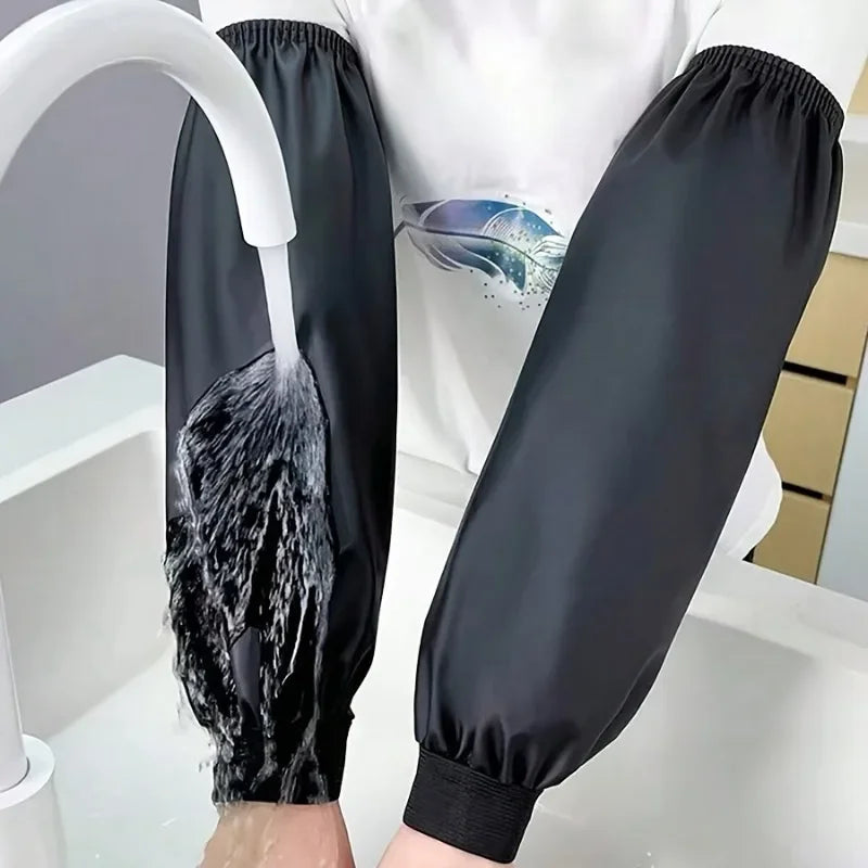 Heavy-Duty Black Faux Leather Arm Sleeves Waterproof Oil Resistant