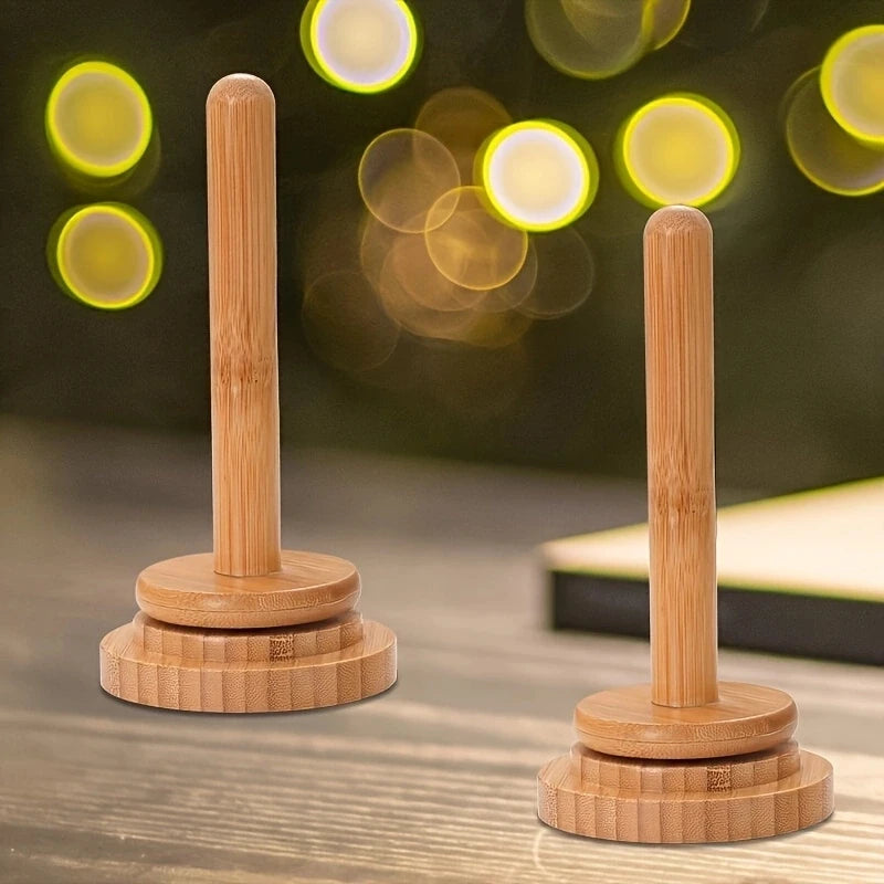 Bamboo Yarn Spool Stand with Wooden Winder