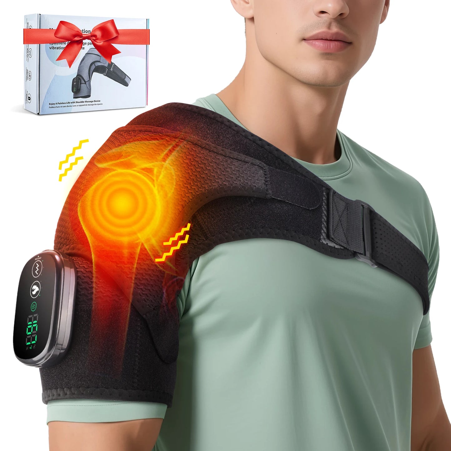 Electric Heating Shoulder & Knee Brace with Vibration & LED Display