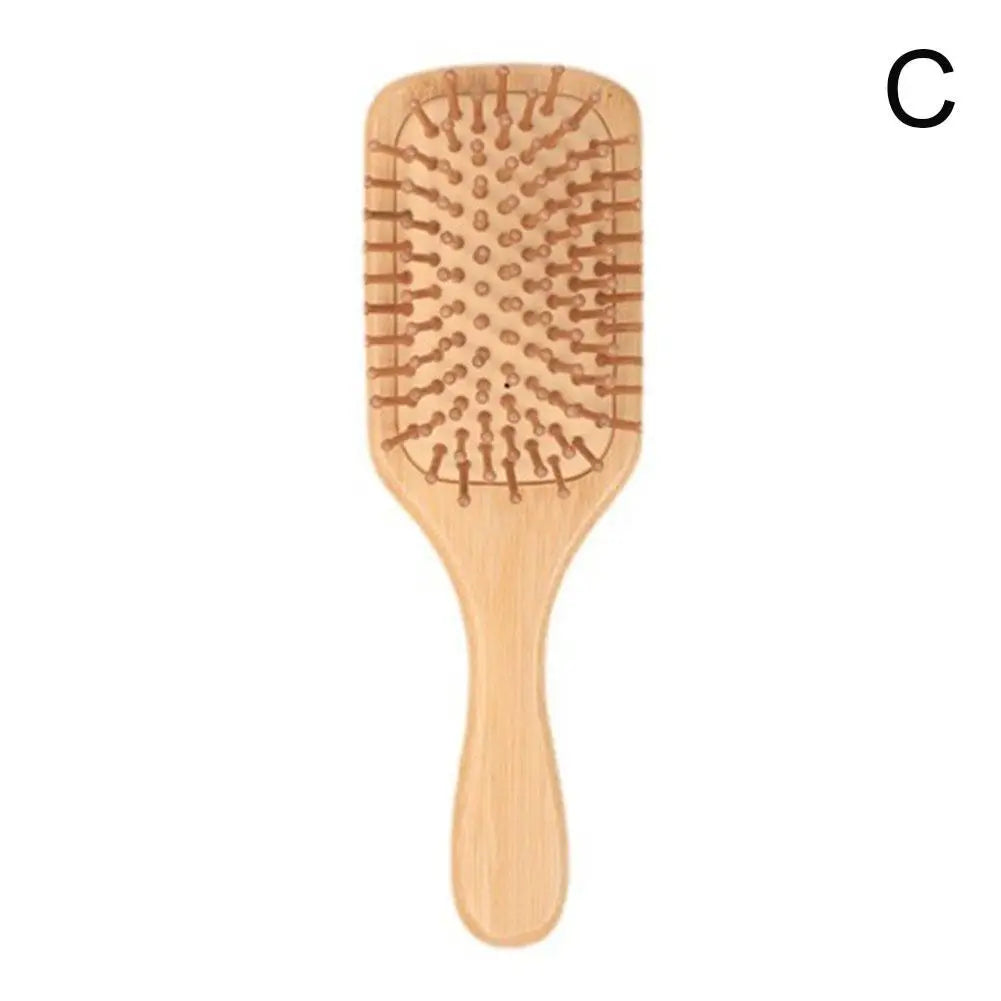 Bamboo Wooden Hair Brush Paddle Detangling Comb Set